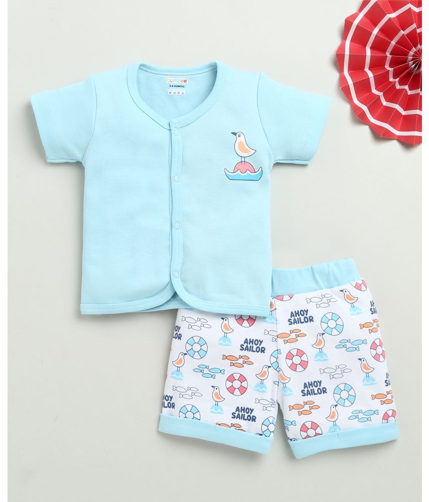     			BUMZEE Pack of 1 Baby Boys Cotton Top & Shorts ( Blue )