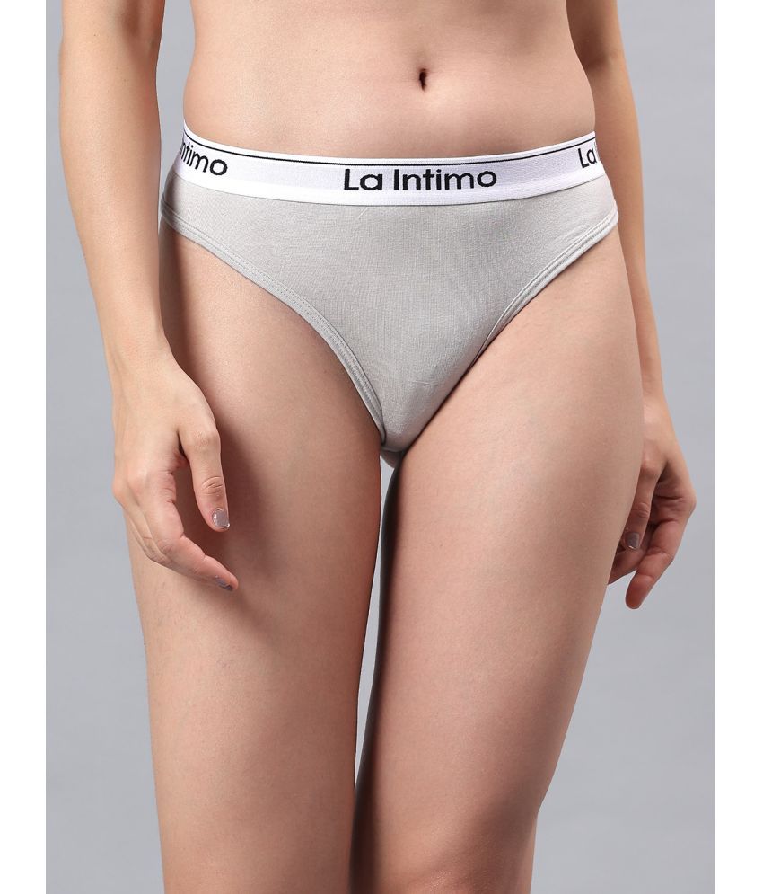     			La Intimo Pack of 1 Modal Thongs For Women ( Grey )