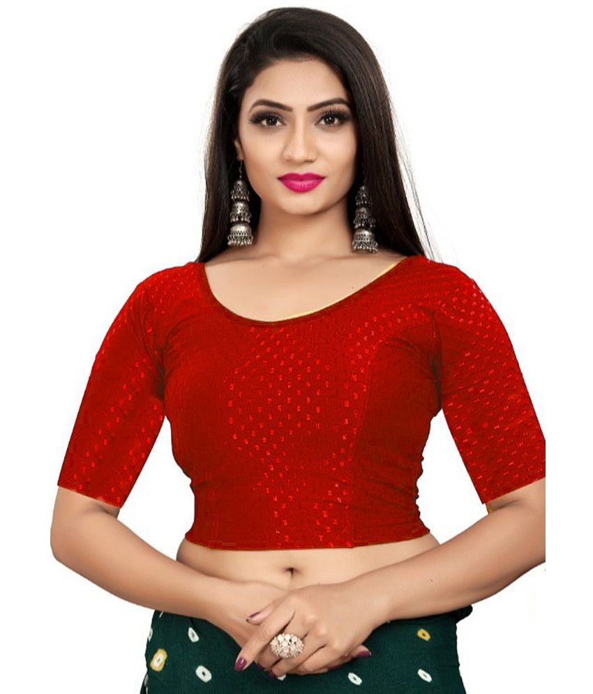     			Laadli Red Readymade without Pad Cotton Blend Women's Blouse ( Pack of 1 )