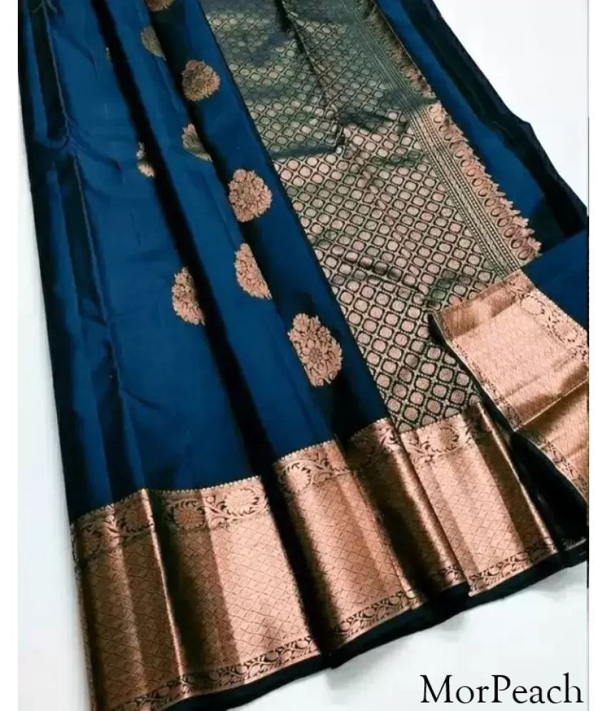     			Saadhvi Silk Woven Saree With Blouse Piece ( Turquoise , Pack of 1 )