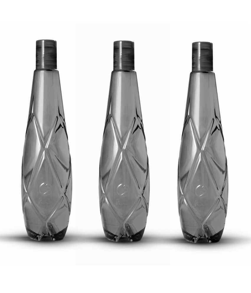     			Stysol Fridge Water Bottel Black Plastic Fridge Water Bottle 1000 mL ( Set of 3 )