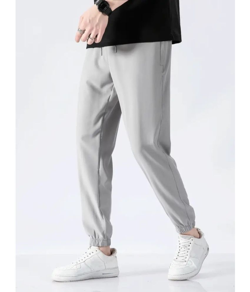     			THE PLANET COOL Light Grey Polyester Men's Joggers ( Pack of 1 )