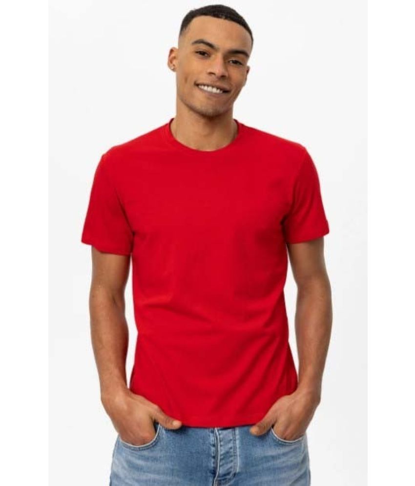     			THE PLANET COOL Polyester Slim Fit Solid Half Sleeves Men's Round T-Shirt - Red ( Pack of 1 )