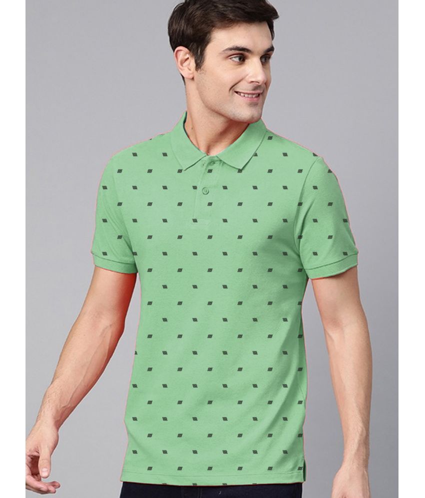     			ADORATE Pack of 1 Cotton Blend Regular Fit Printed Half Sleeves Men's Polo T Shirt ( Sea Green )