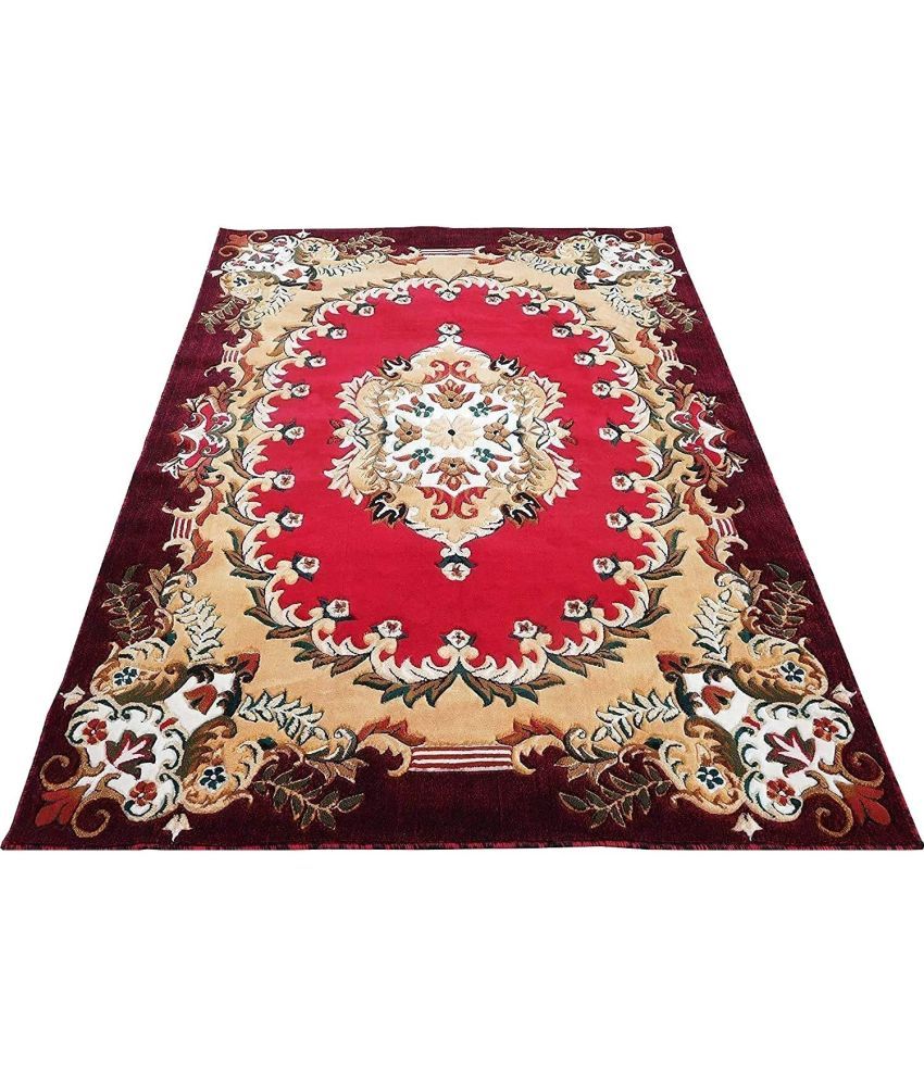     			ANABIA CARPET Red Silk Carpet Floral Other Sizes Ft