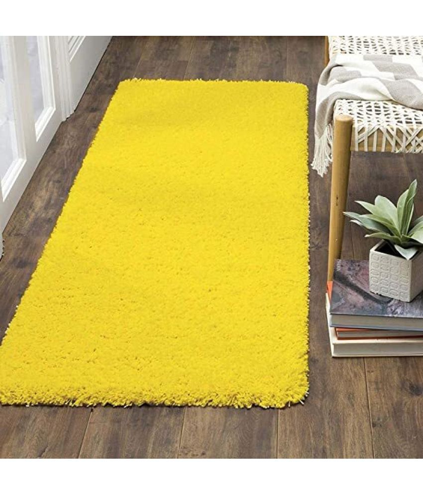     			ANABIA CARPET Yellow Polyester Carpet Plain 2x6 Ft