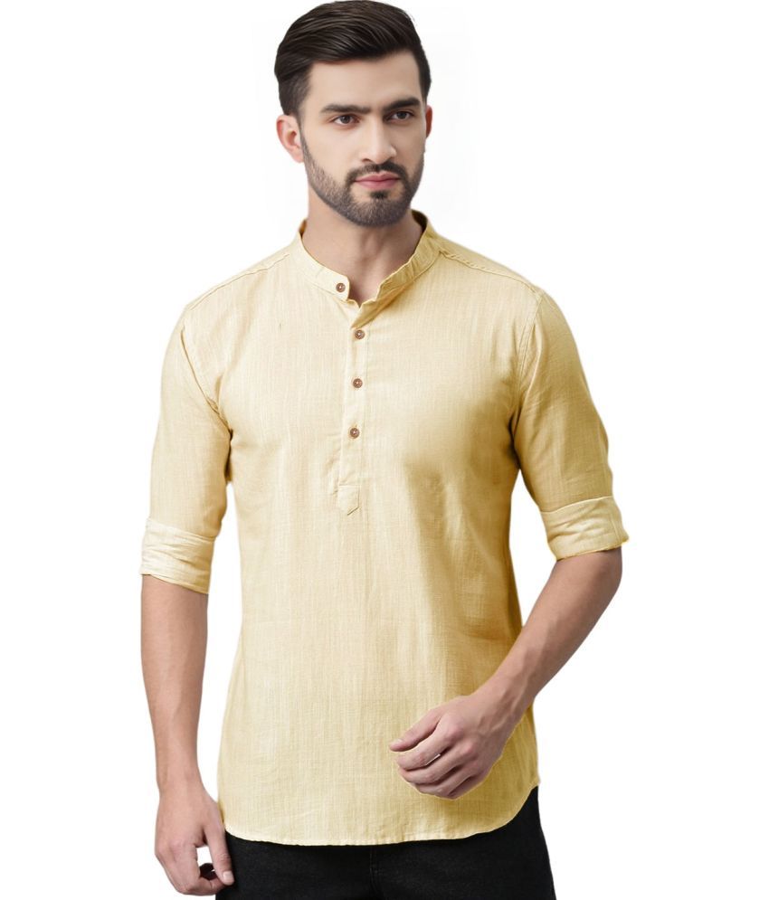     			Apektra Beige Cotton Blend Men's Shirt Style Kurta ( Pack of 1 )