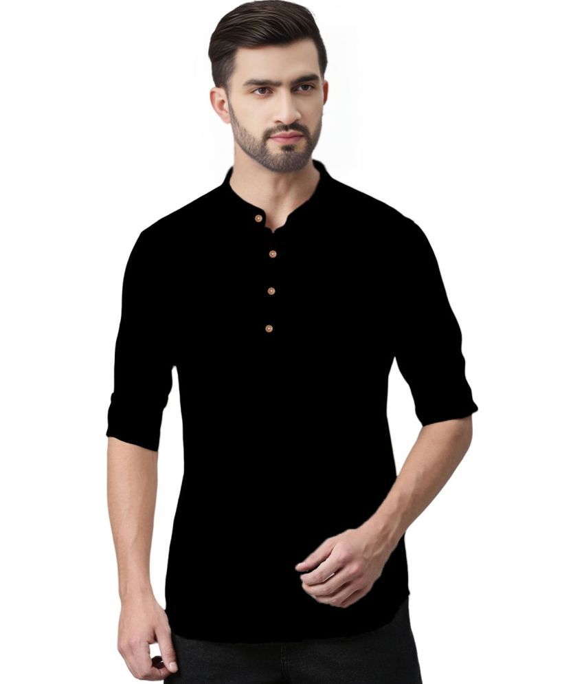     			Apektra Black Cotton Blend Men's Shirt Style Kurta ( Pack of 1 )