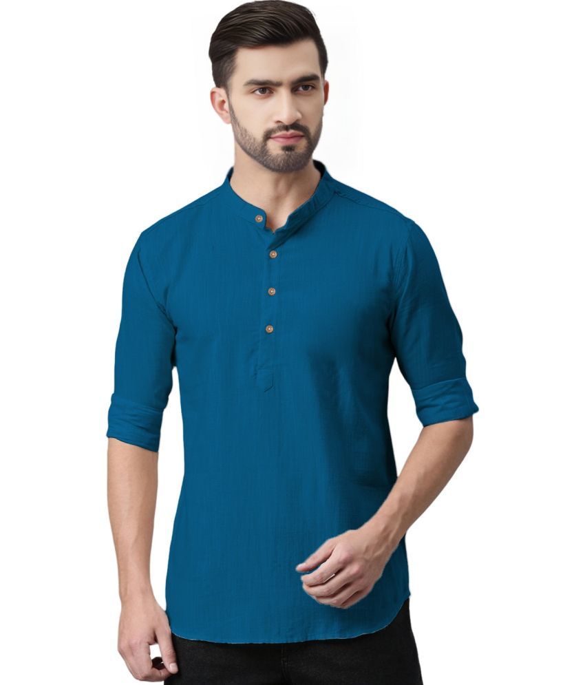     			Apektra Blue Cotton Blend Men's Shirt Style Kurta ( Pack of 1 )