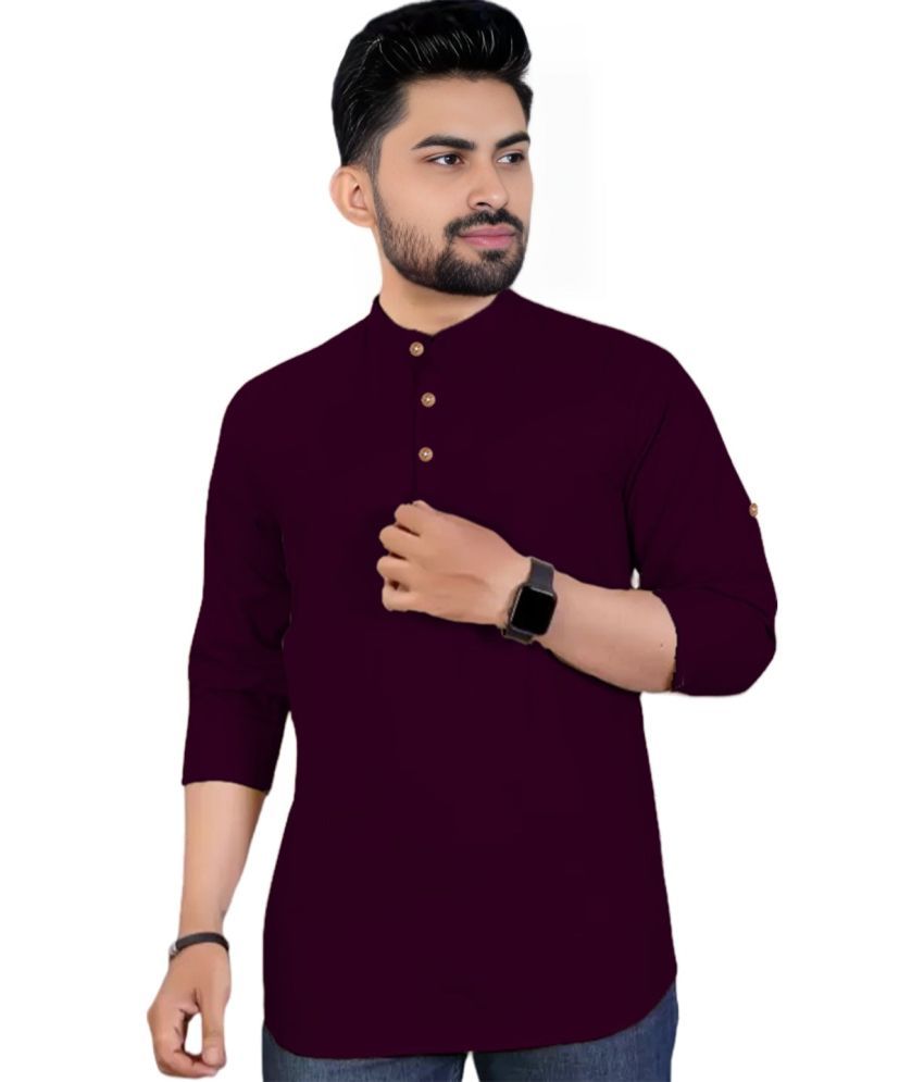     			Apektra Magenta Cotton Blend Men's Shirt Style Kurta ( Pack of 1 )