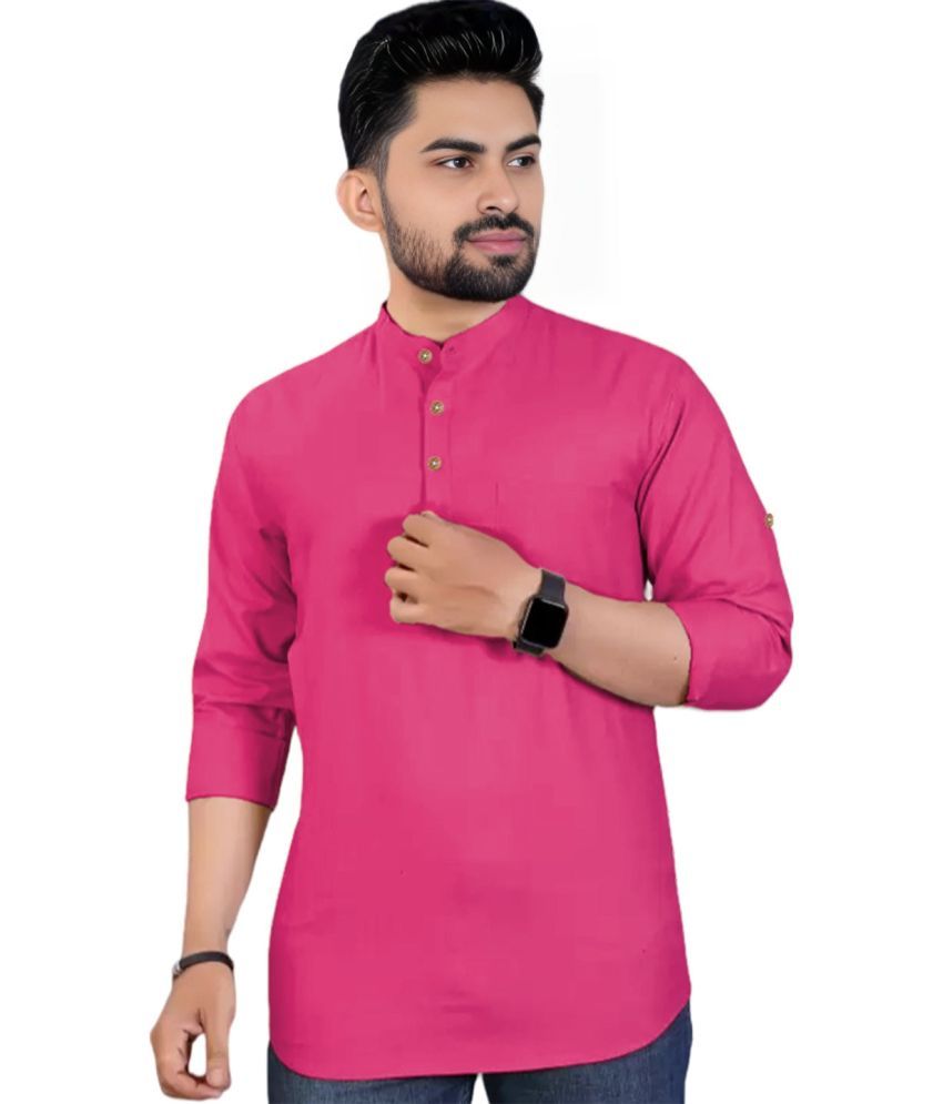     			Apektra Pink Cotton Blend Men's Shirt Style Kurta ( Pack of 1 )