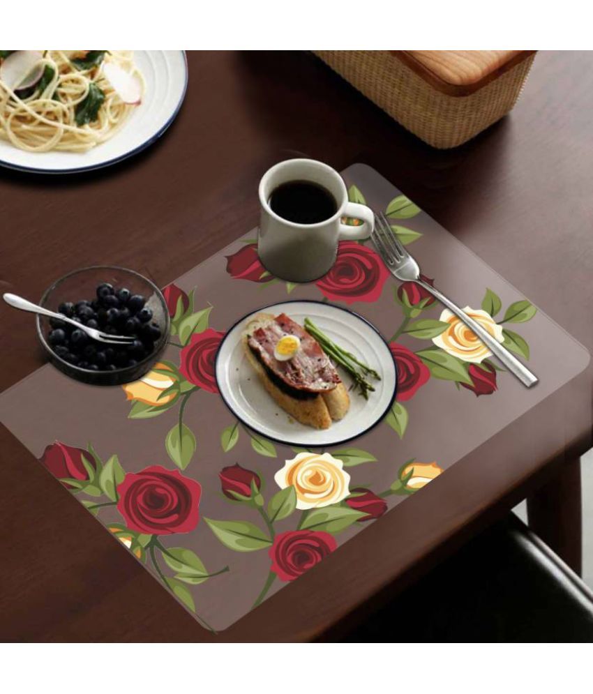     			Crosmo PVC Floral Printed Rectangle Table Mats ( 43 cm x 28 cm ) Pack of 6 - Multi