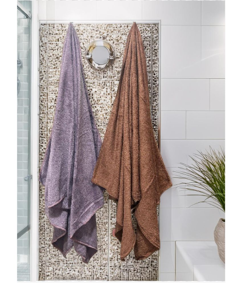     			Finesse Decor Pack of 2 Microfibre 325 -GSM Bath Towel ( Brown )