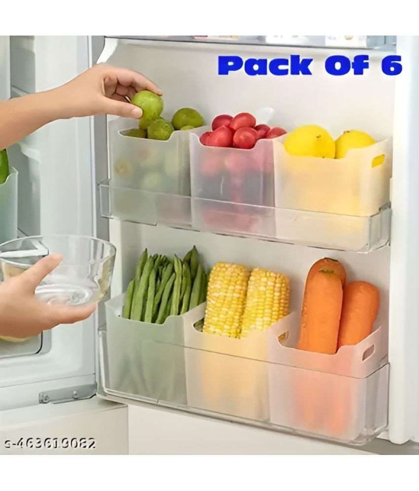     			Finox Fridge Container Plastic Transparent Multi-Purpose Container ( Set of 6 )