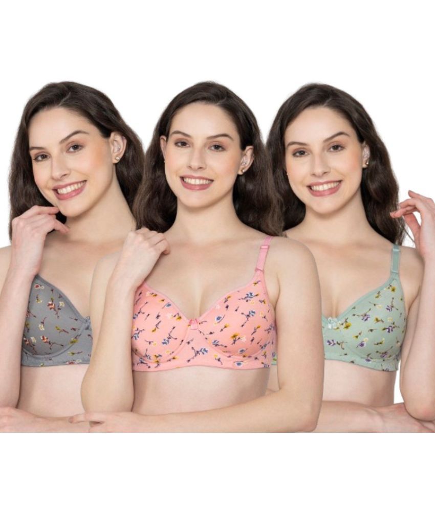     			Funahme Pack of 3 Cotton Lightly Padded T-Shirt Bra For Women ( Multicolor15 )