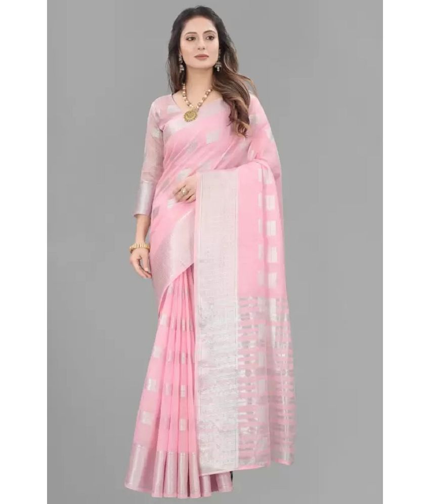     			KV Fashion Banarasi Silk Embellished Saree With Blouse Piece ( Pink , Pack of 1 )