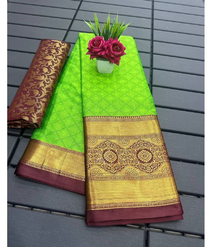     			KV Fashion Cotton Silk Embellished Saree With Blouse Piece ( Green , Pack of 1 )