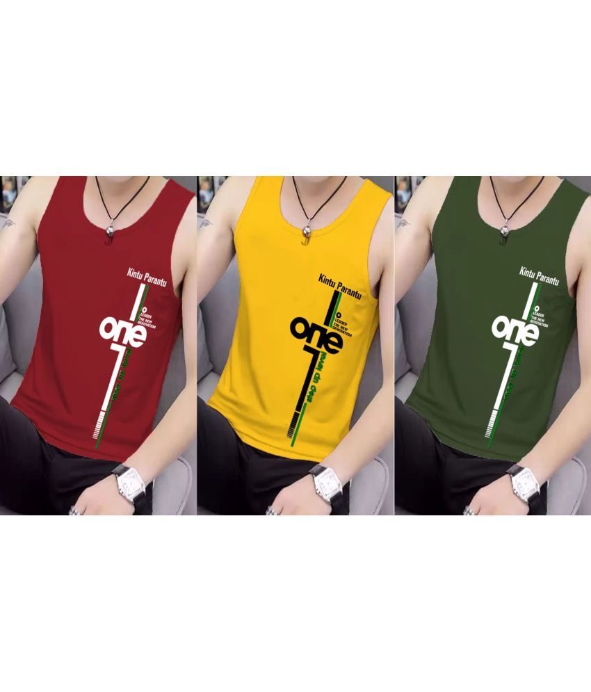     			Lecowar Pack of 3 Polyester Basic Vest For Men ( Multicolor12 )