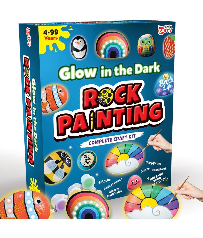     			Little Berry Rock Painting Kit - Glow in the Dark Art & Craft Activity Set for Girls & Boys | DIY Art & Craft Kits & Supplies | Includes 6 Reusable Rocks | Gift for Kids Age 4-12 Years - Activity Kit