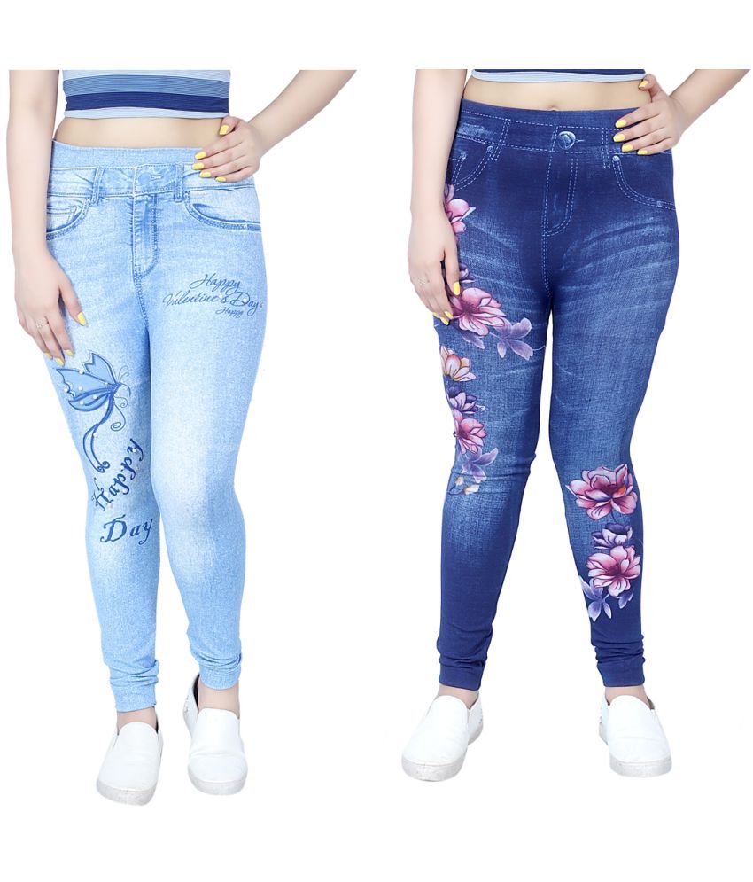     			Nios Fashion Girls Cotton Polyester Jeans ( Pack of 2 , Multicolor 1 )