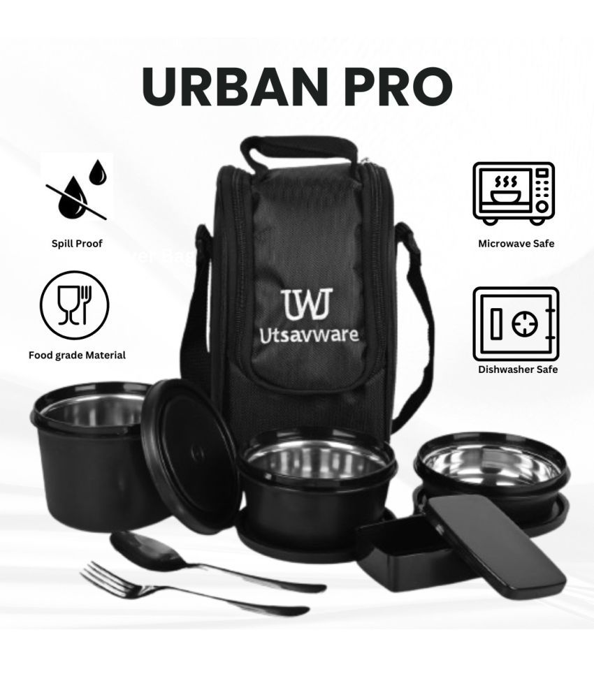     			Utsavware Utsavware Urban Pro Lunch Box Stainless Steel Lunch Box 3 - Container ( Pack of 1 )