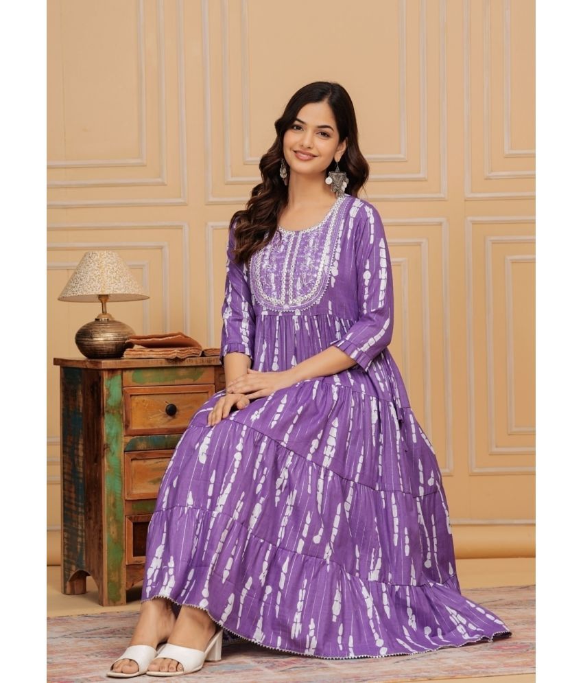     			VKASHFAB Pack of 1 Rayon Dyed Anarkali Women's Kurti - ( Purple )