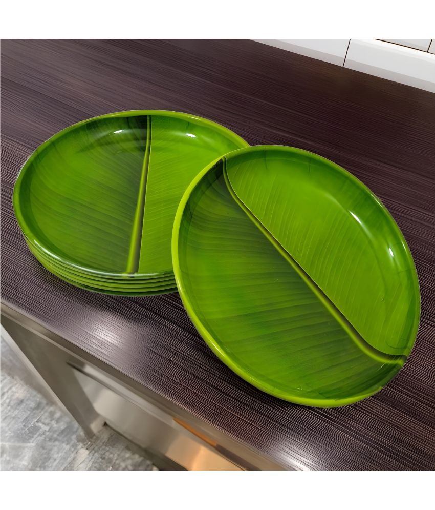     			kitchrox 6 Pcs Melamine Dark Green Half Plate