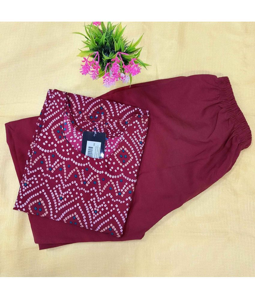     			Ethnicbasket Pack of 1 Crepe Printed Straight Women's Kurti - ( Maroon )