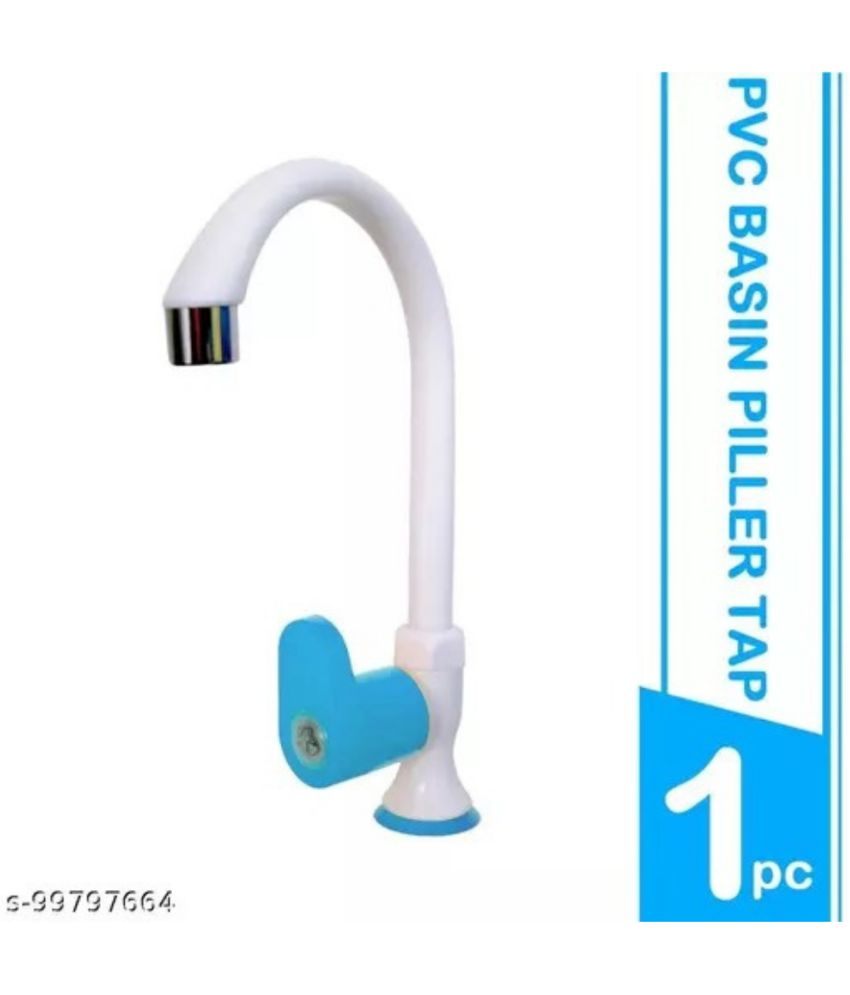     			BATHONIX Royal Blue PVC Big Spout Classic Swan Neck - 1 PCS Plastic (ABS) Wash Basin Tap (Pillar Cock)