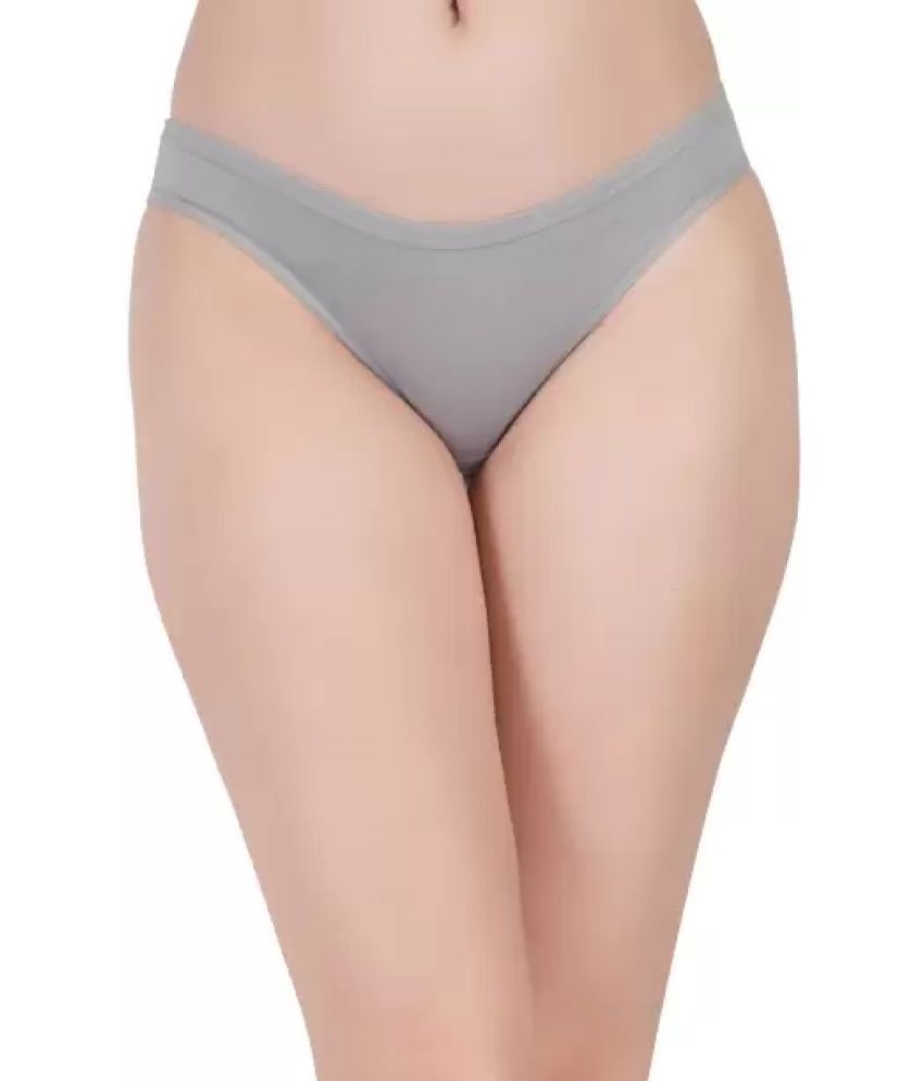     			Bebron Pack of 1 Cotton Lycra Thongs For Women ( Grey )