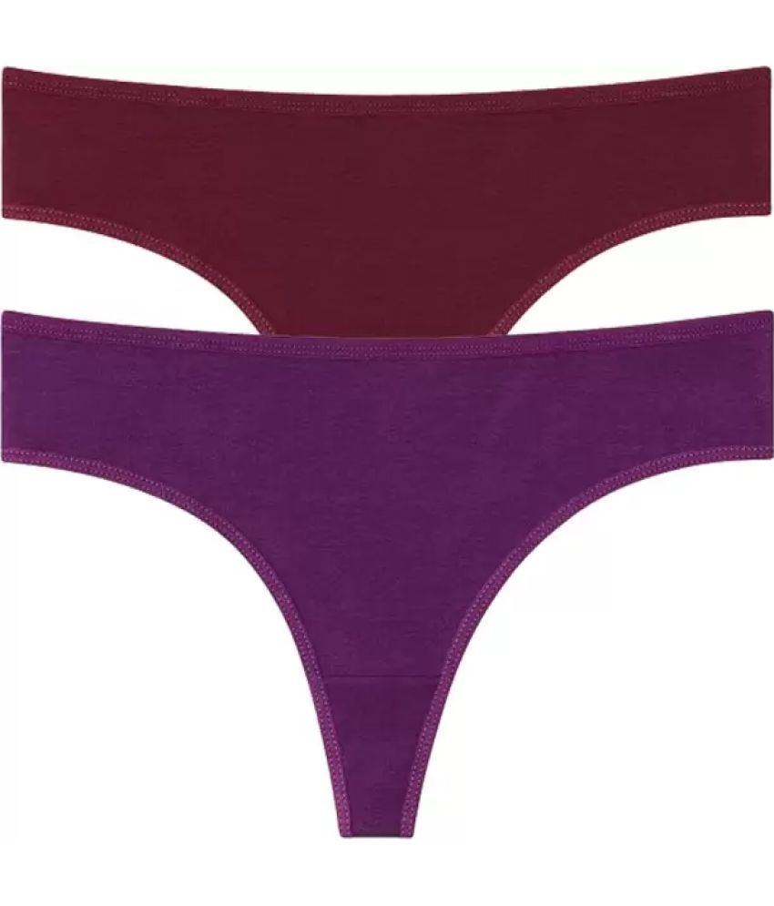     			Bebron Pack of 2 Cotton Lycra Thongs For Women ( Multicolor8 )