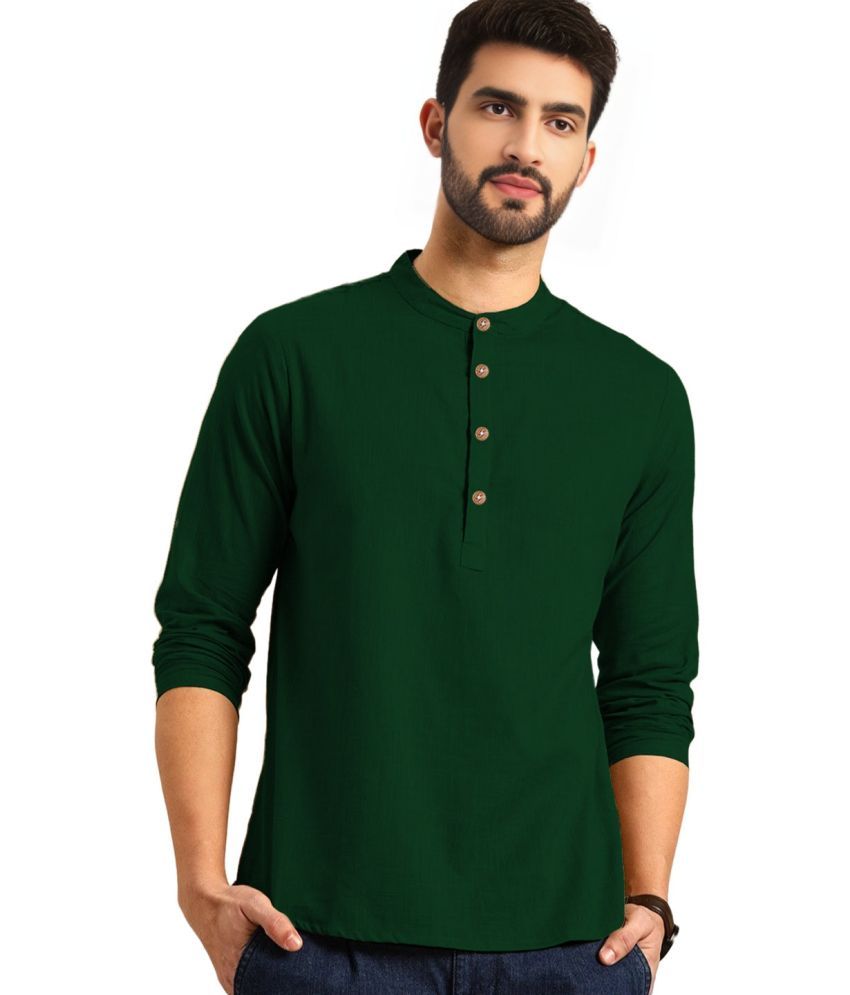     			DiAsh Green Cotton Blend Men's Shirt Style Kurta ( Pack of 1 )