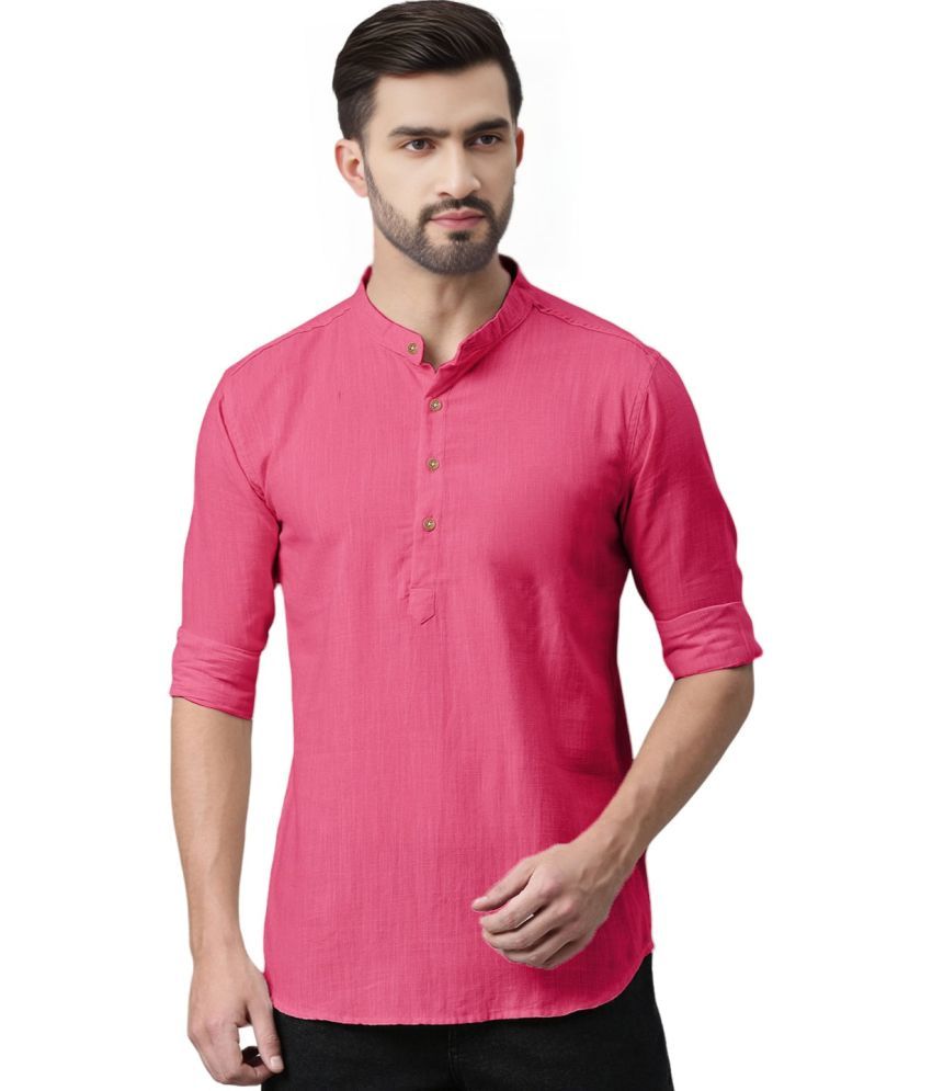     			DiAsh Pink Cotton Blend Men's Shirt Style Kurta ( Pack of 1 )