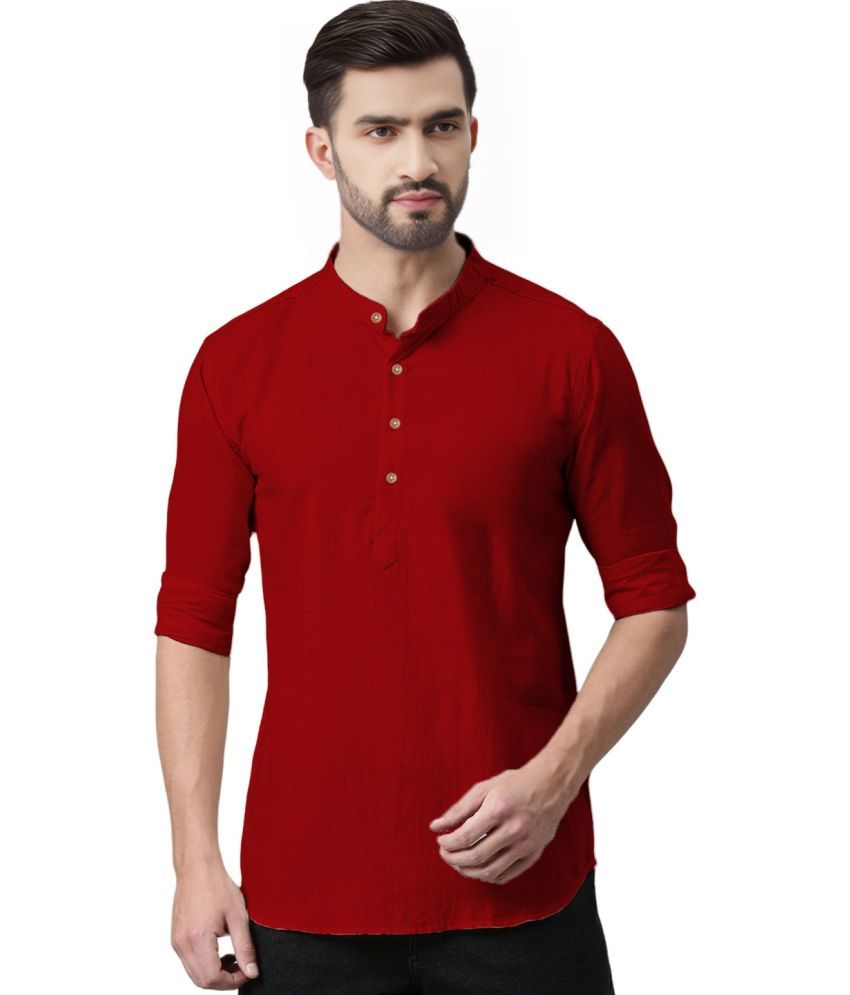     			DiAsh Red Cotton Blend Men's Shirt Style Kurta ( Pack of 1 )