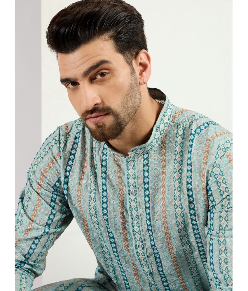     			Ethnic Bay Teal Viscose Men's Regular Kurta ( Pack of 1 )