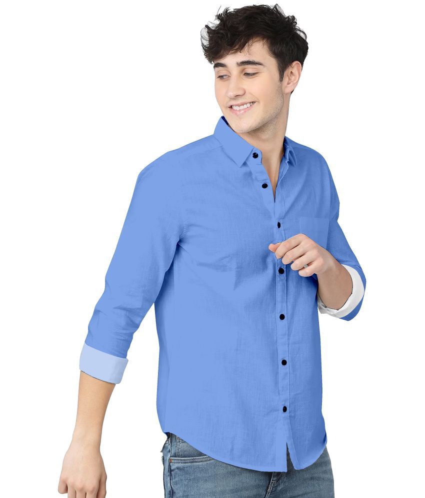     			HASINI FASHION Cotton Blend Regular Fit Full Sleeves Men's Formal Shirt - Light Blue ( Pack of 1 )