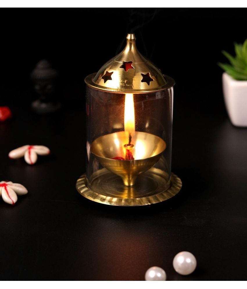     			T-KA108 Akhand Diya Brass & Borosilicate Glass ( 5 inches )