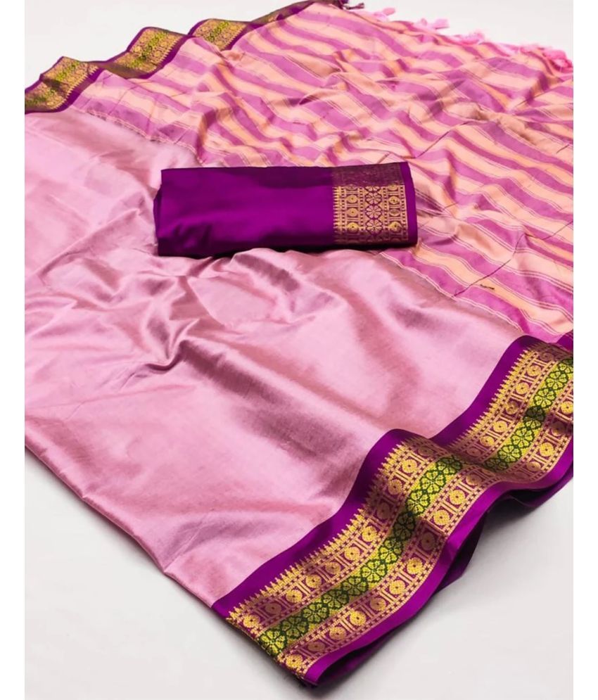     			Vastukala Art Silk Embroidered Saree With Blouse Piece ( Pink , Pack of 1 )