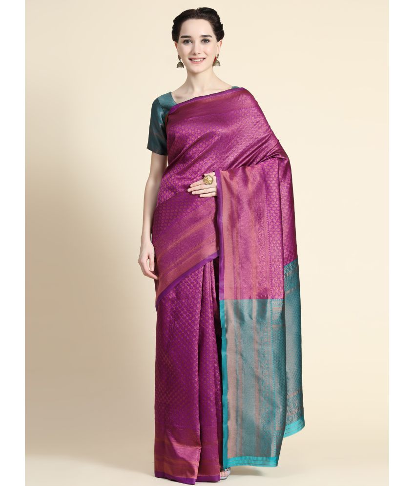     			Vastukala Art Silk Embroidered Saree With Blouse Piece ( Purple , Pack of 1 )