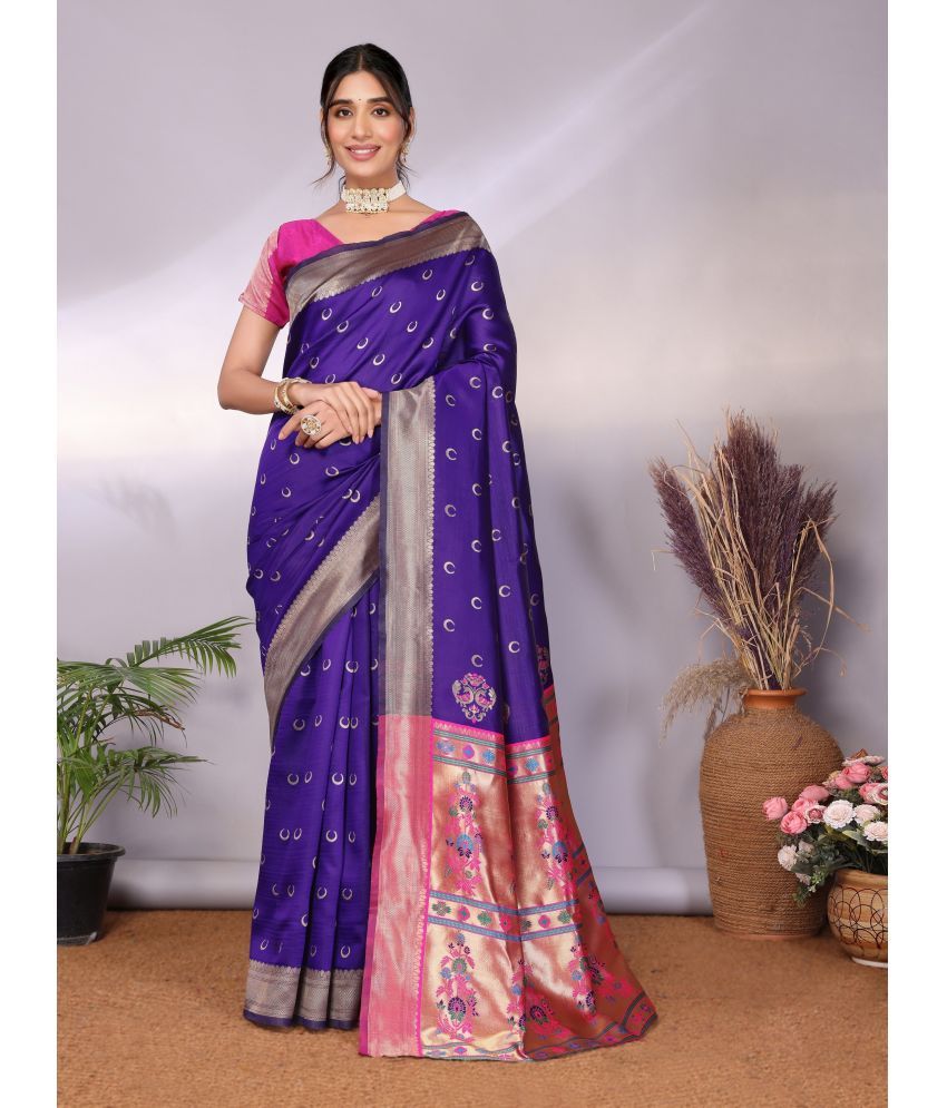     			Vastukala Georgette Solid Saree With Blouse Piece ( Purple , Pack of 1 )