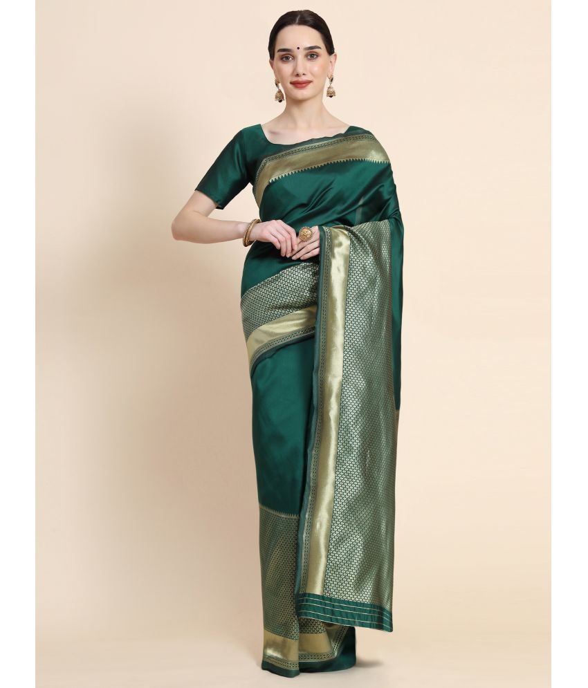     			Vastukala Silk Woven Saree With Blouse Piece ( Green , Pack of 1 )