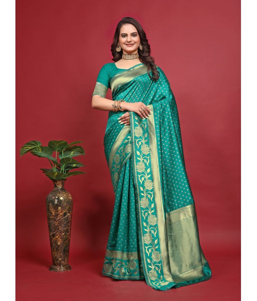     			Vastukala Silk Embroidered Saree With Blouse Piece ( Light Green , Pack of 1 )