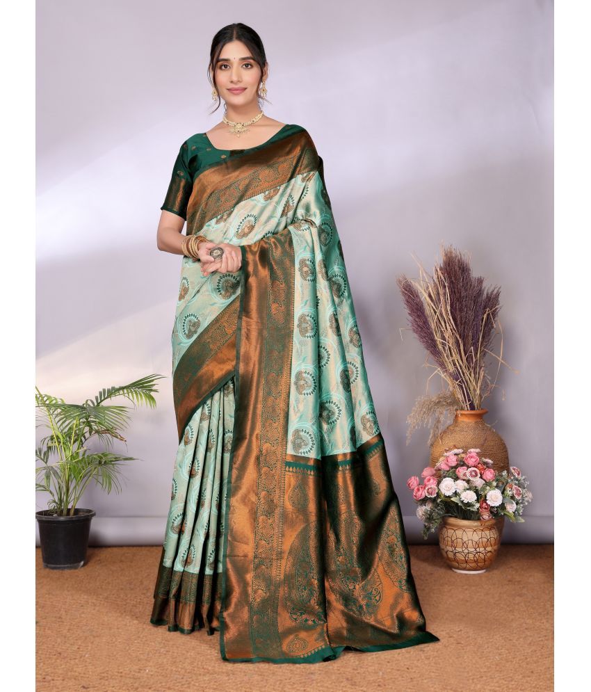     			Vastukala Silk Embroidered Saree With Blouse Piece ( Light Green , Pack of 1 )