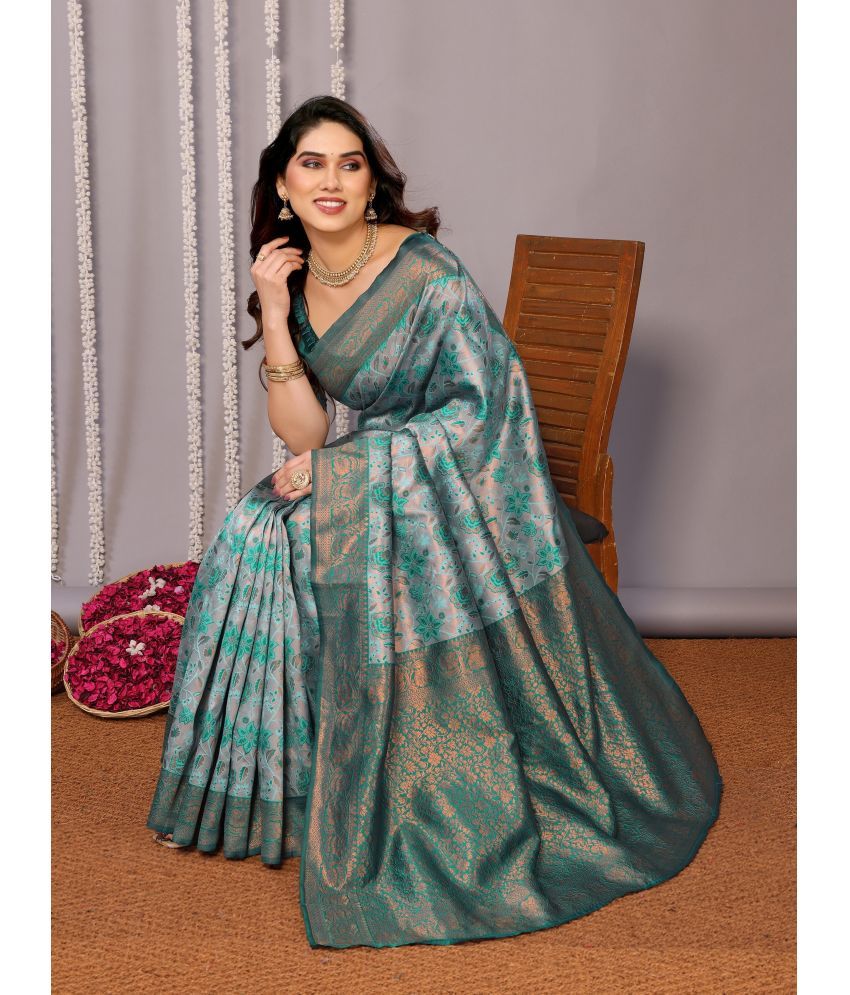     			Vastukala Silk Embroidered Saree With Blouse Piece ( Light Green , Pack of 1 )