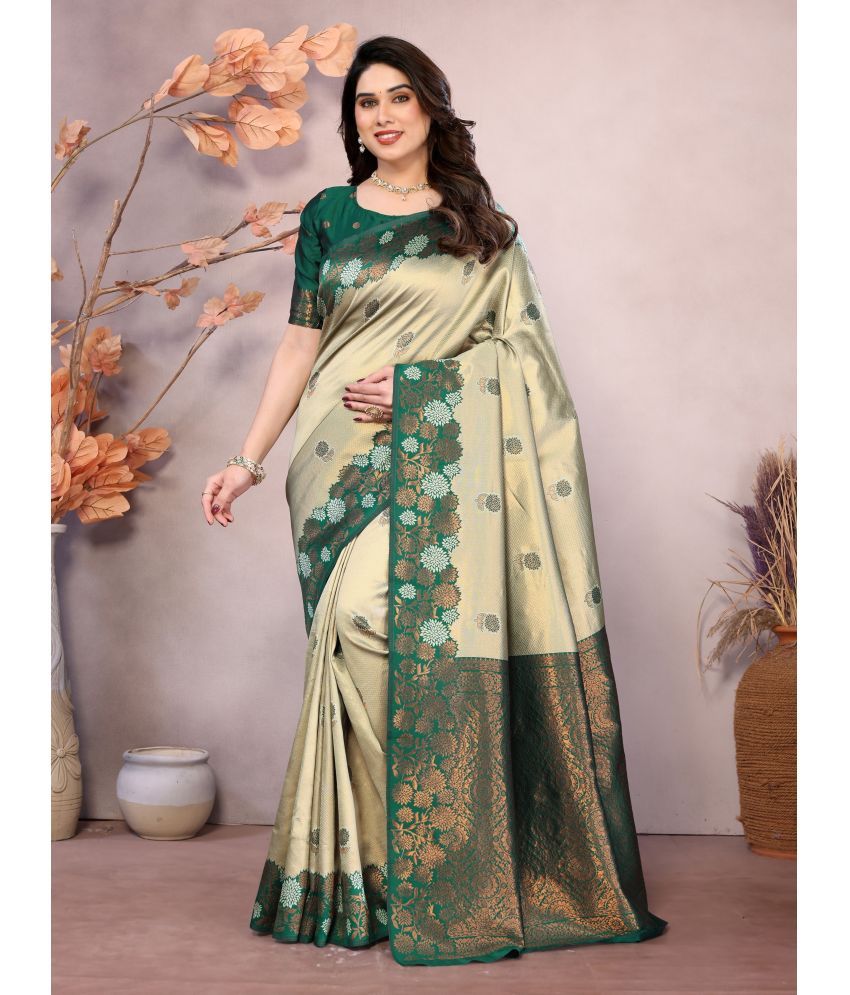     			Vastukala Silk Solid Saree With Blouse Piece ( Light Green , Pack of 1 )