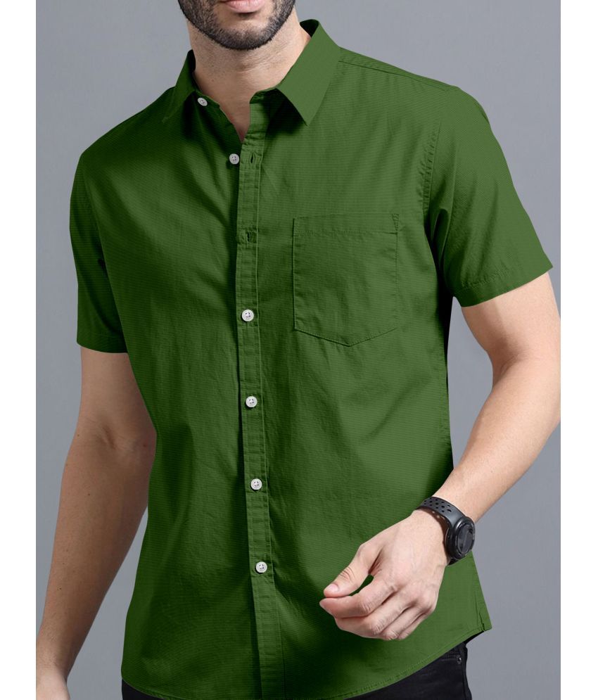     			Ethnic Trendz Cotton Blend Regular Fit Solids Half Sleeves Men's Casual Shirt - Green ( Pack of 1 )