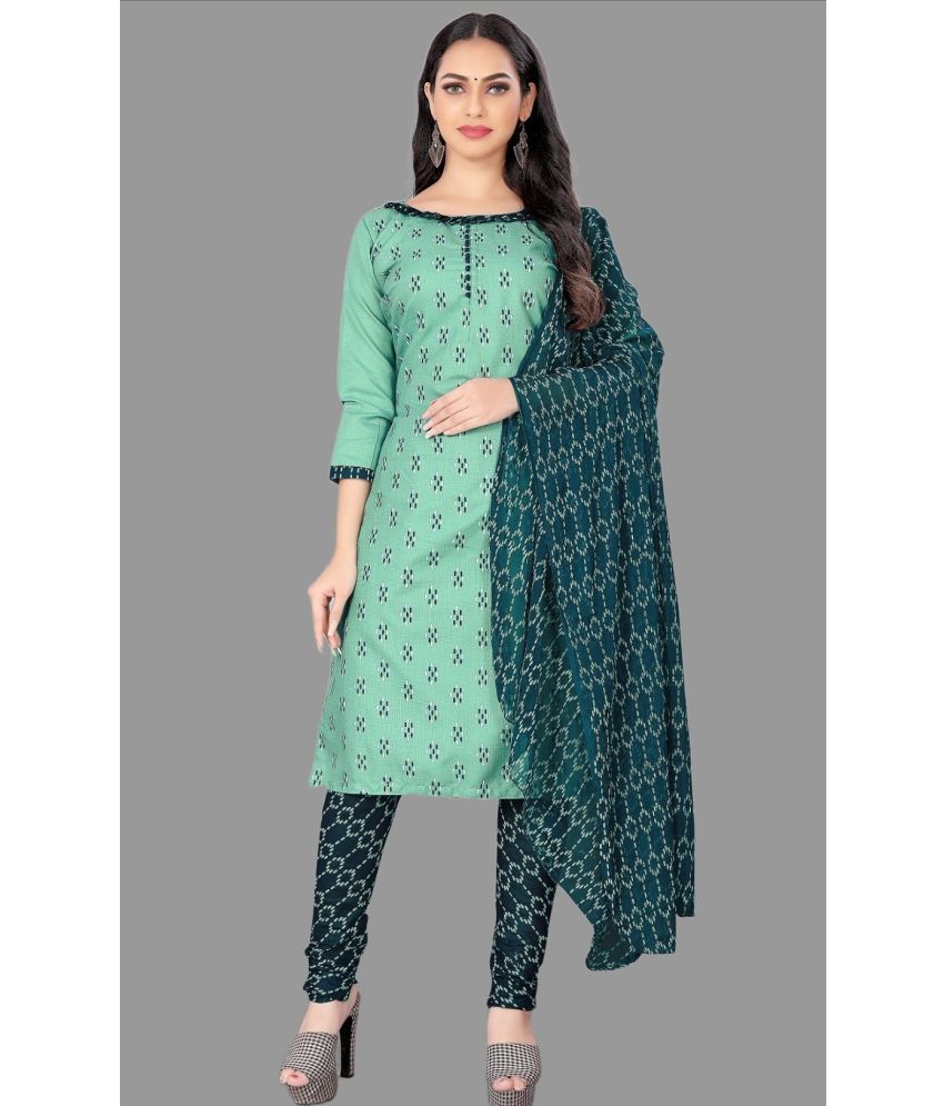     			KV Fashion Unstitched Cotton Printed Dress Material - Sea Green ( Pack of 1 )