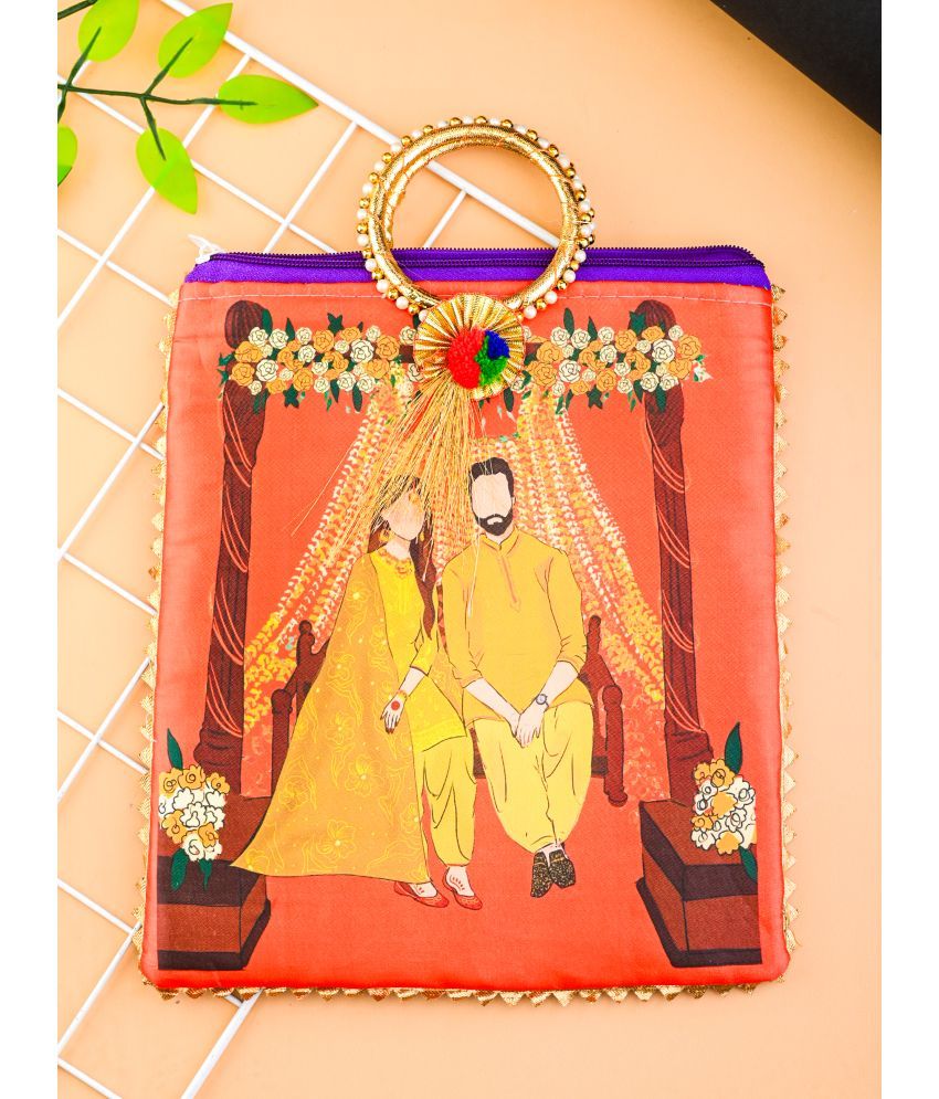     			Anjaneya Creations Handheld Bag Fabric Set of 1 ( Orange )