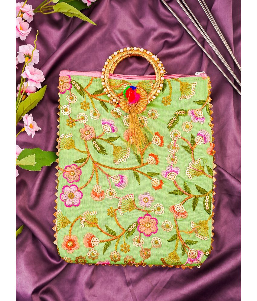     			Anjaneya Creations Handheld Bag Fabric Set of 1 ( Green )