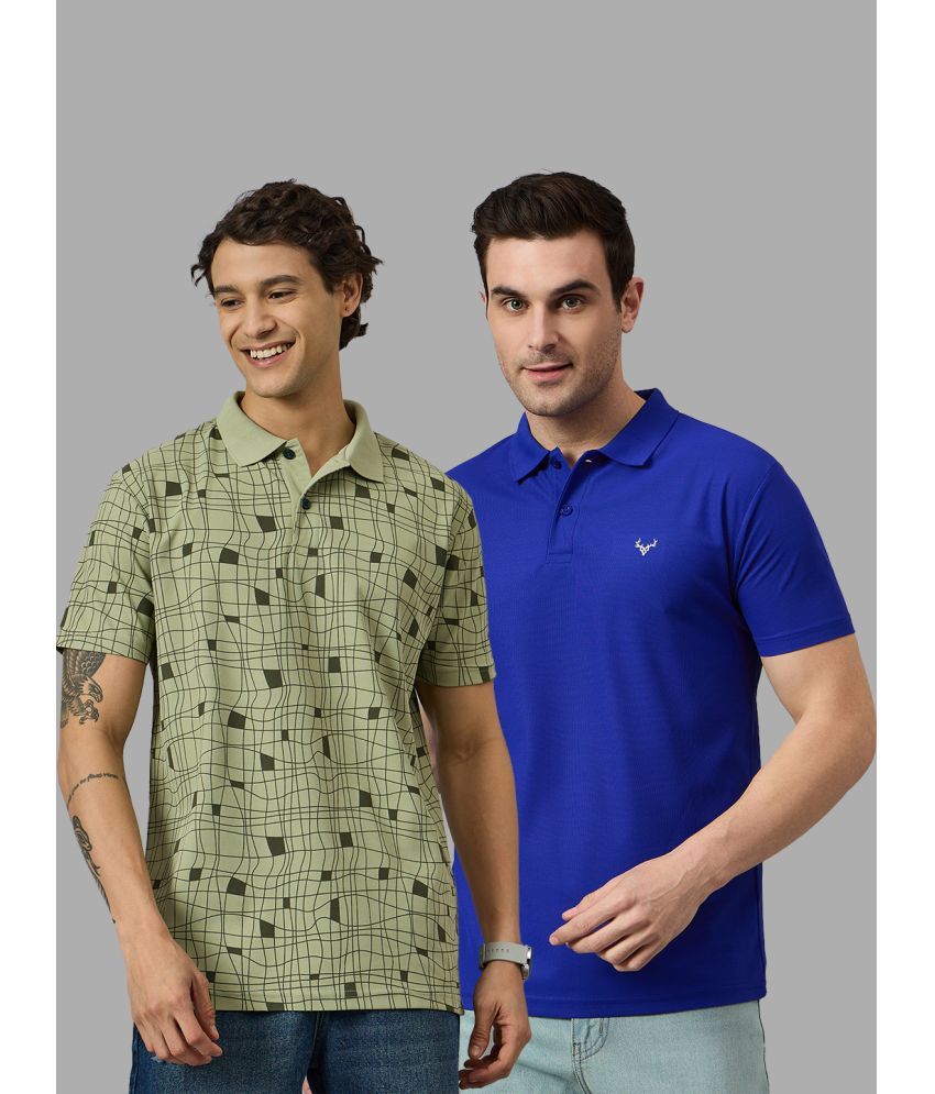     			BRONATION Pack of 2 Cotton Blend Regular Fit Printed Half Sleeves Men's Polo T Shirt ( Sea Green )